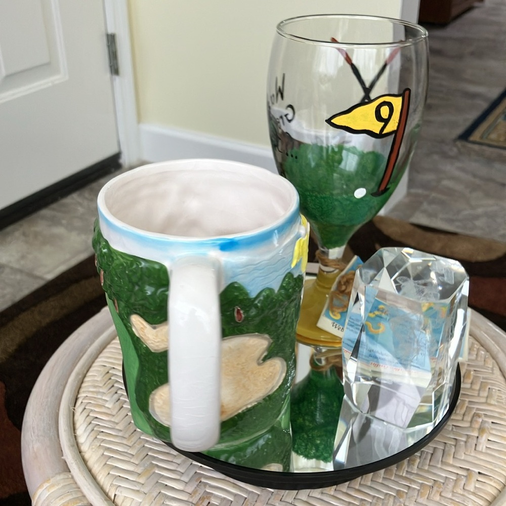 VINTAGE SWANK PUTTER CUP GANZ FIGURINE LASER ETCHED 3 D CUBE HAND PAINTED MUG - Picture 14 of 17